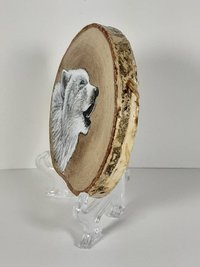 White wolf Painting on Wood