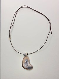 Barn Owl Hand Painted Yew Wood Pendant