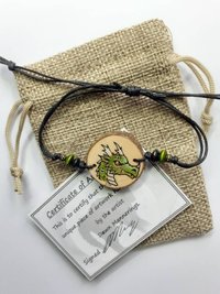 Dragon Hand Painted on Yew Wood Bracelet