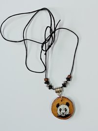 Panda Hand Painted Wood Pendant