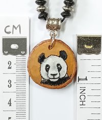 Panda Hand Painted Wood Pendant