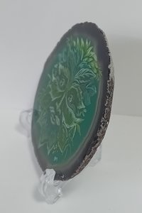 Green Man Painting on Agate