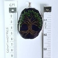 Tree of Life Hand Painted Agate Pendant, Celtic Tree of Life