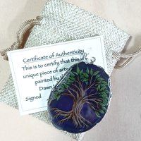 Tree of Life Hand Painted Agate Pendant, Celtic Tree of Life
