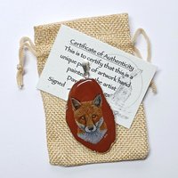 Red Fox Hand Painted Agate Pendant