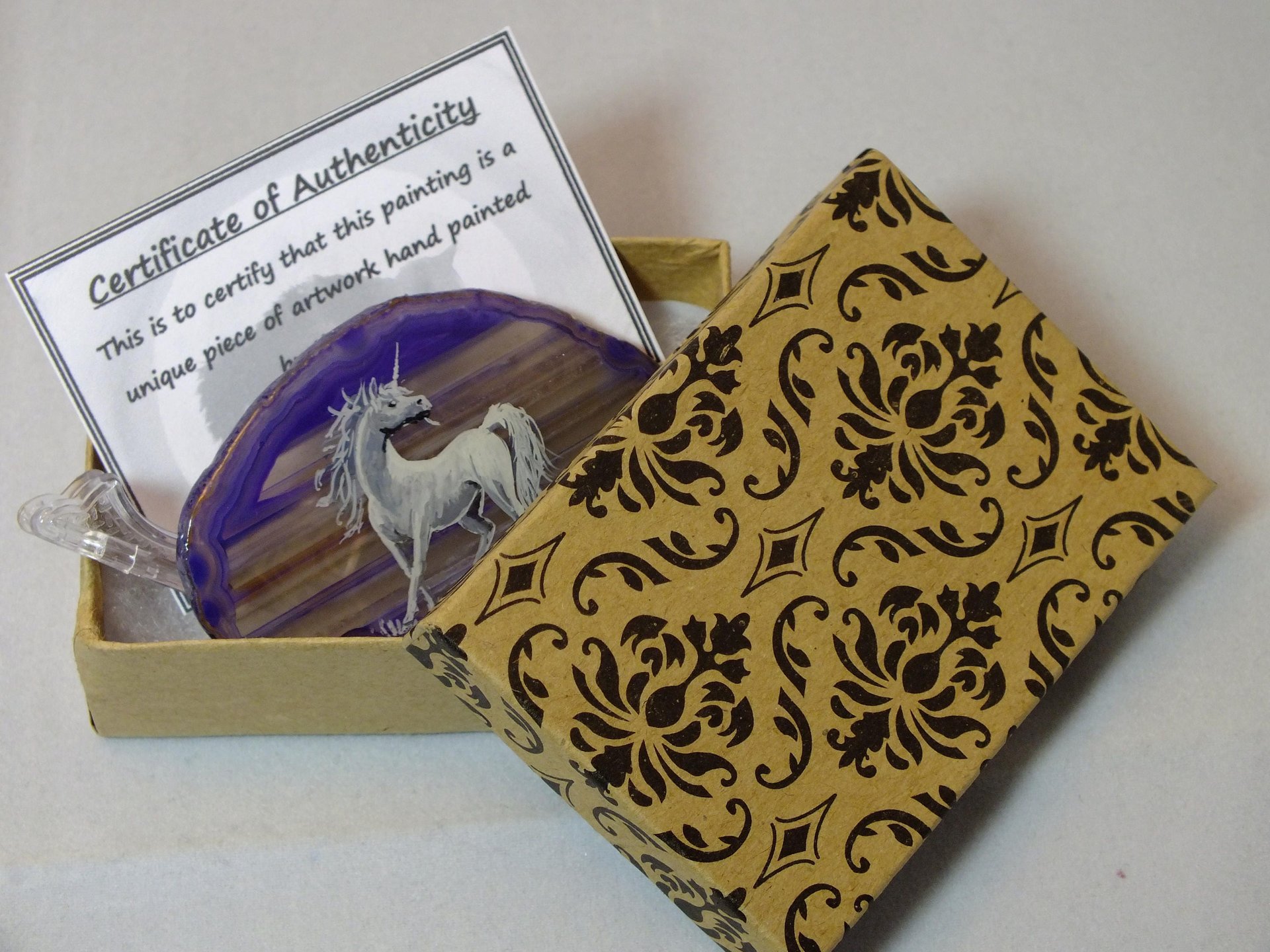 Unicorn Painting on Agate