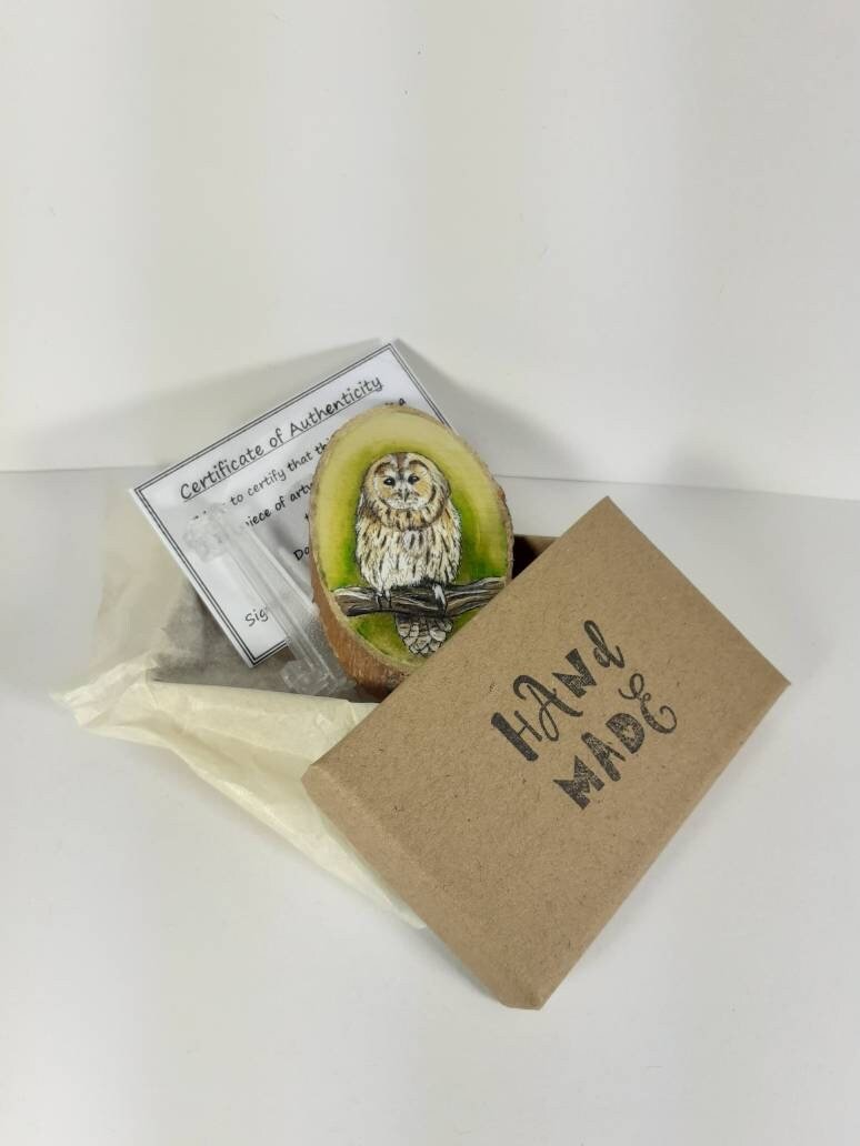 Tawny Owl Painting on Wood