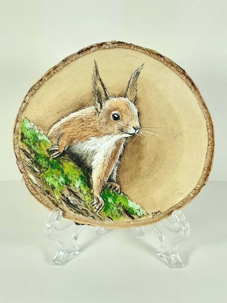 Red Squirrel Painting on Wood