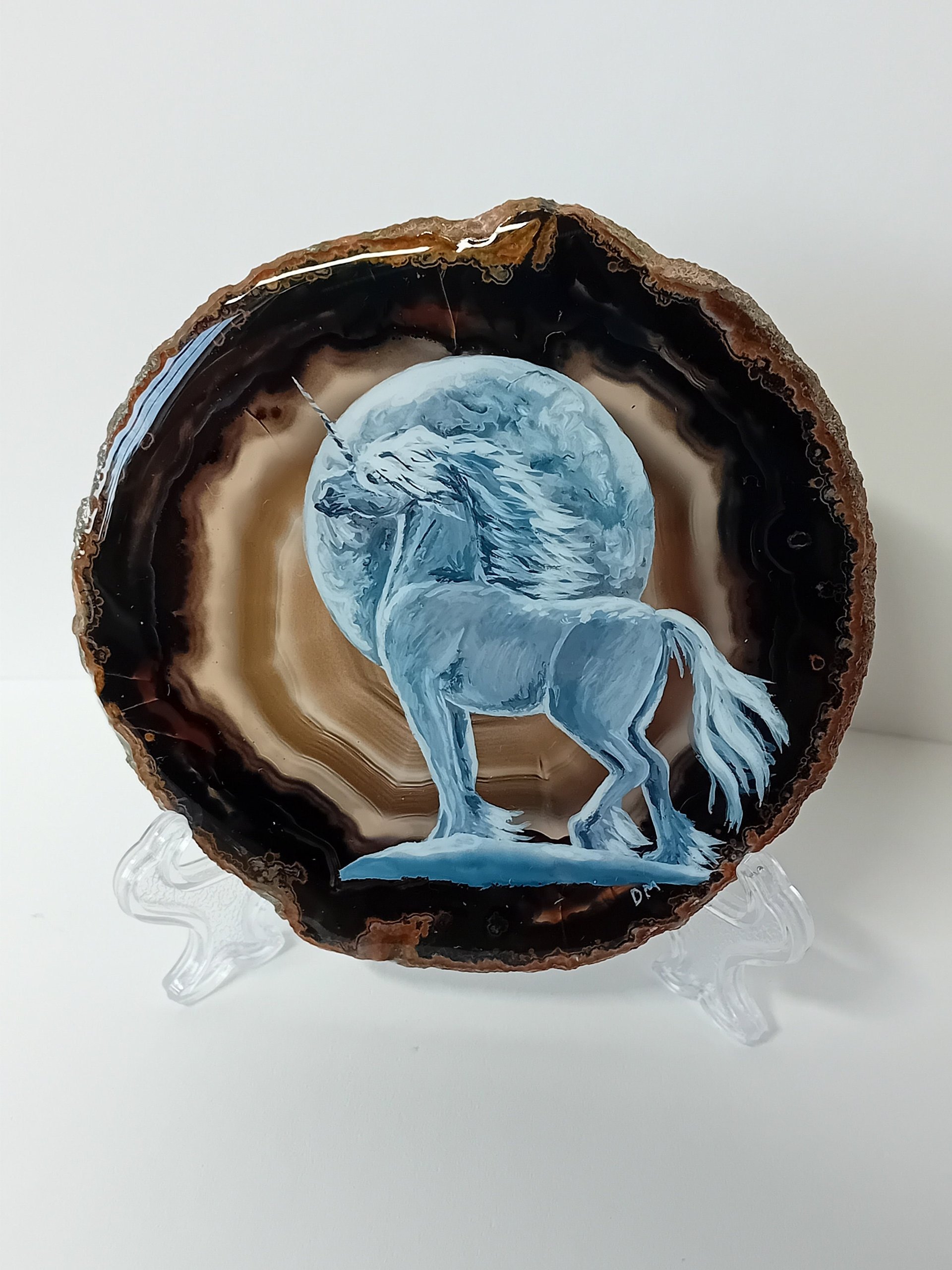 Unicorn Painting on Agate