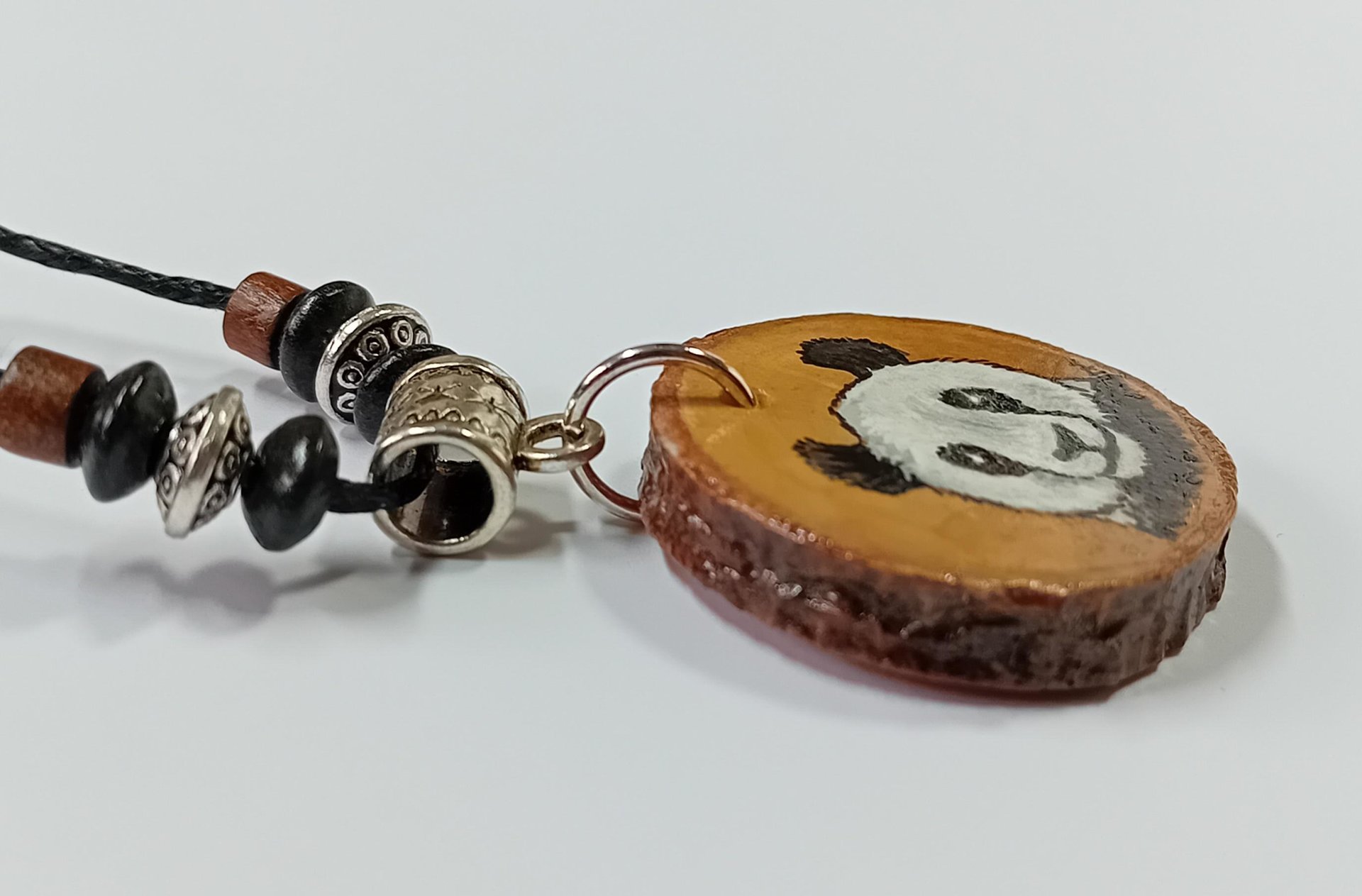 Panda Hand Painted Wood Pendant