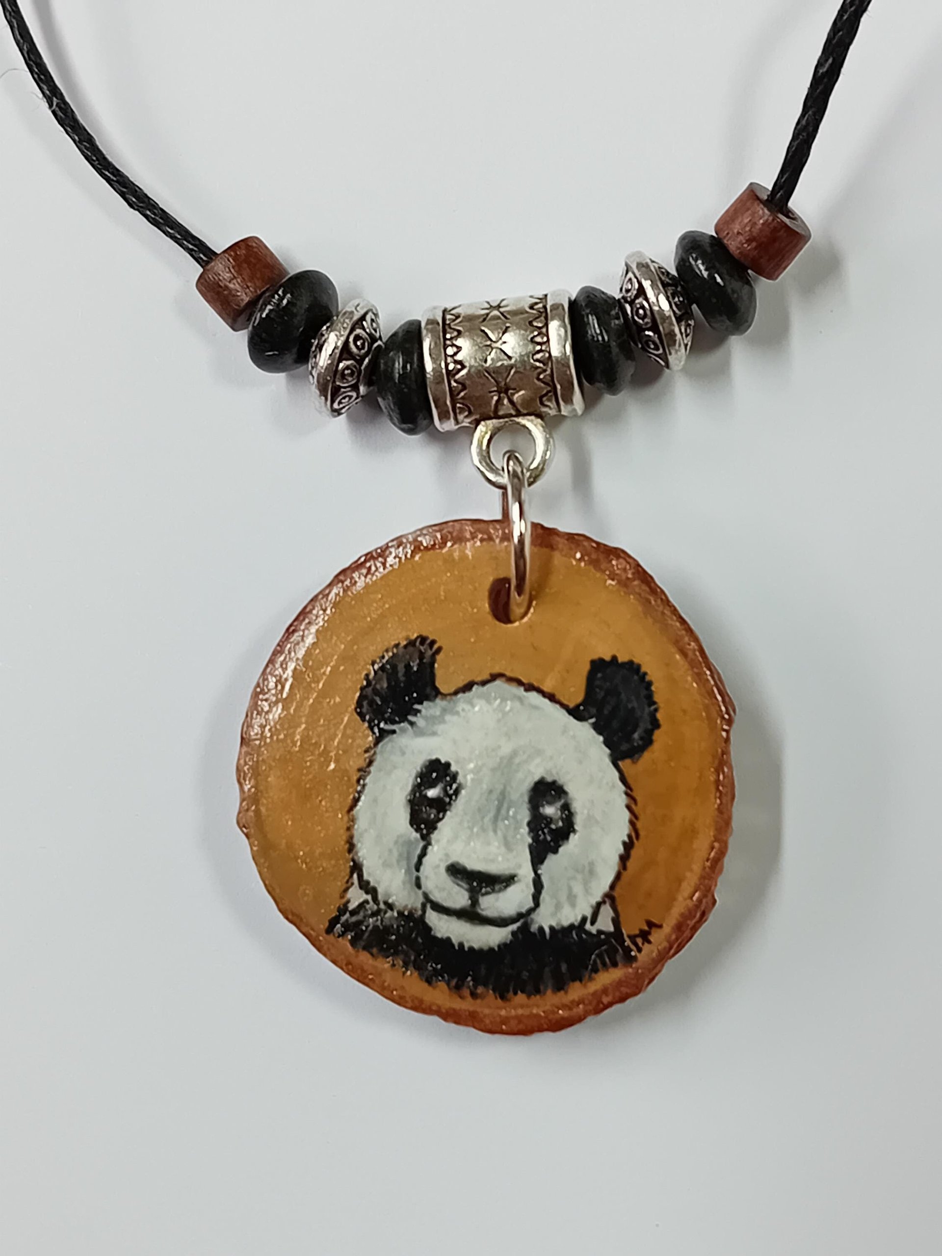 Panda Hand Painted Wood Pendant