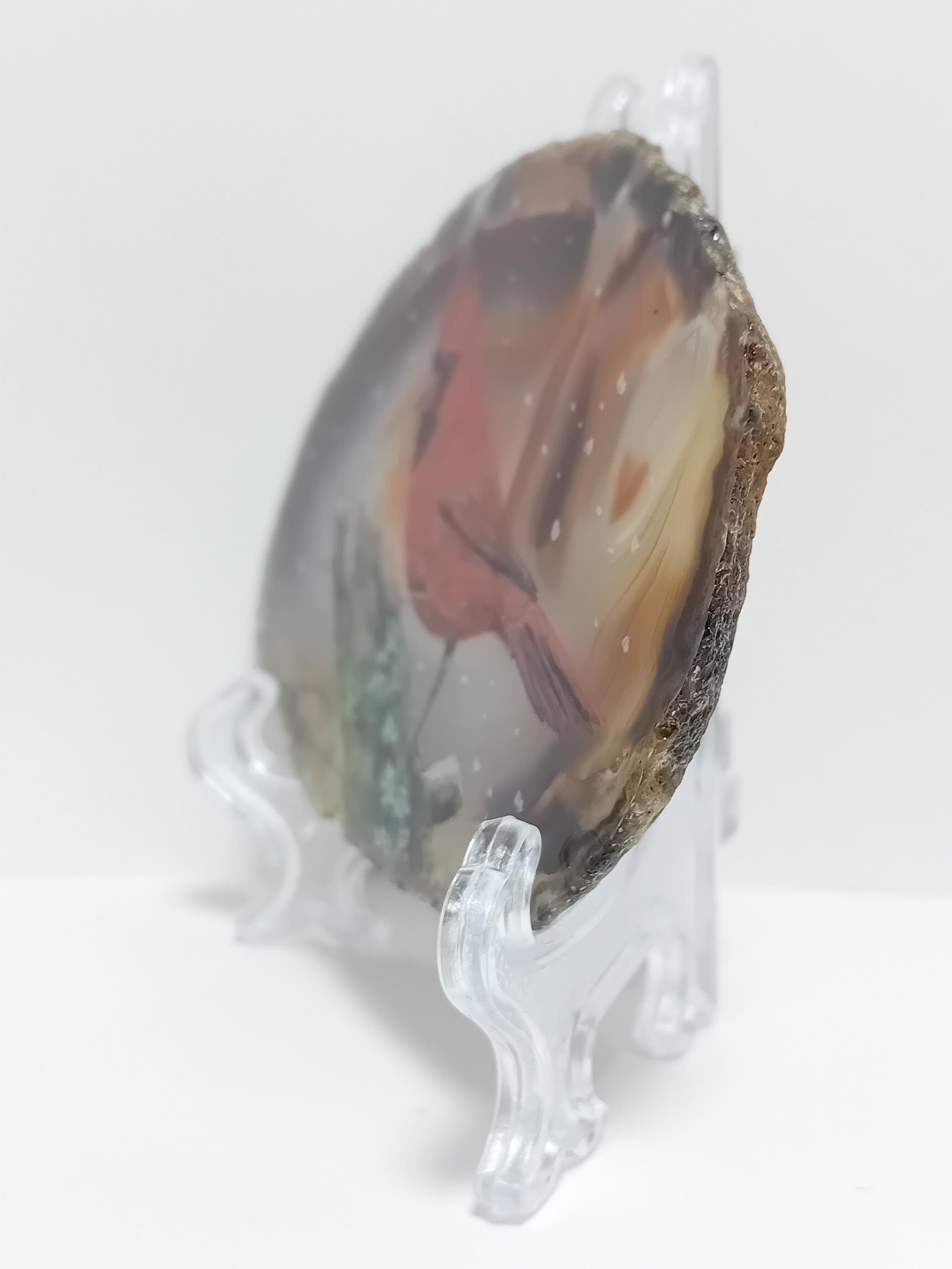 Northern Cardinal Painting on Agate