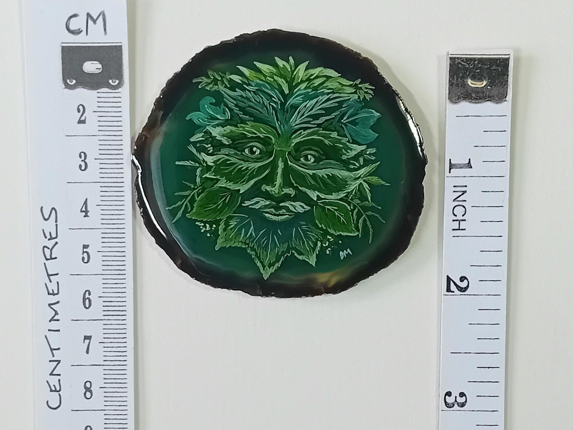 Green Man Painting on Agate