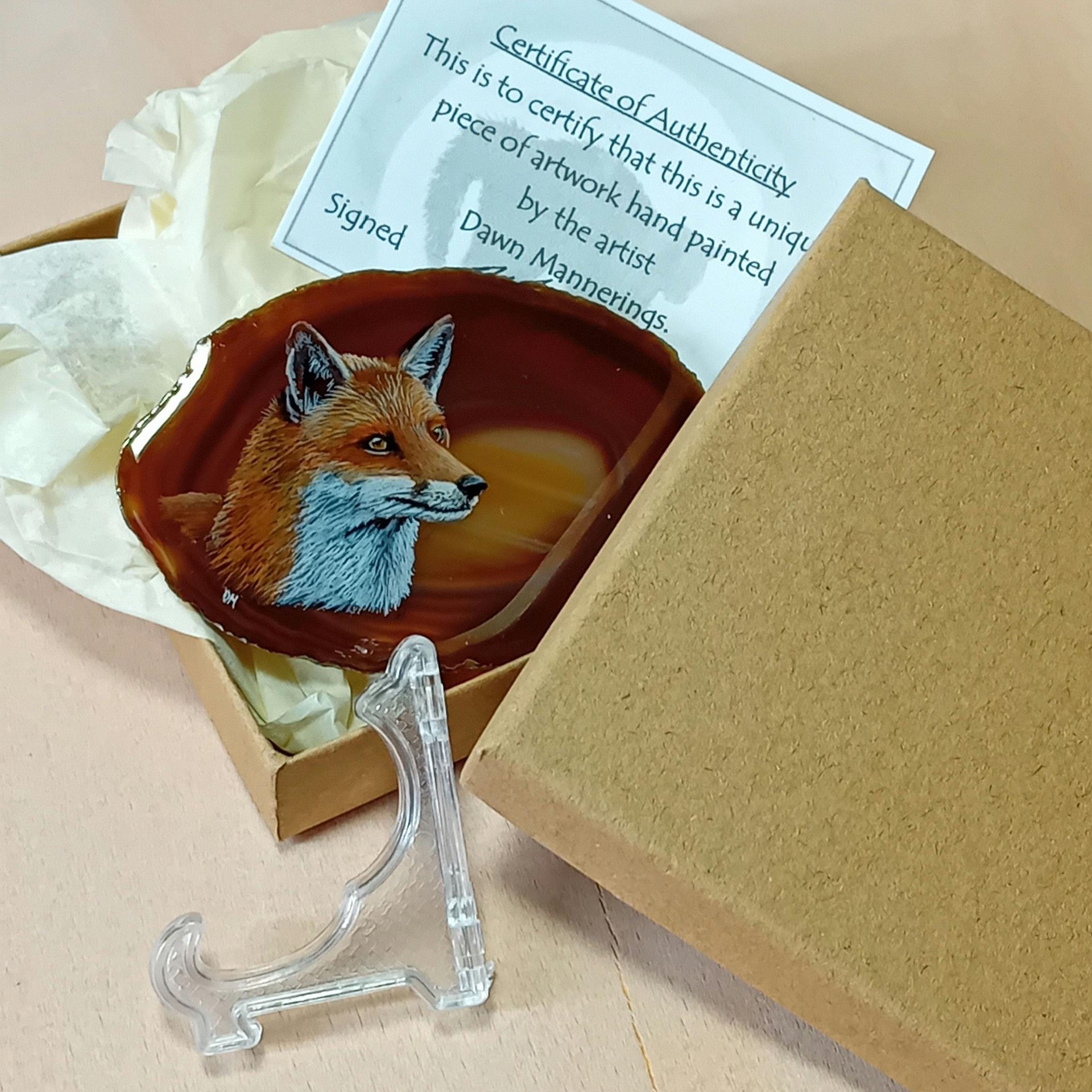 Fox Painting on Agate