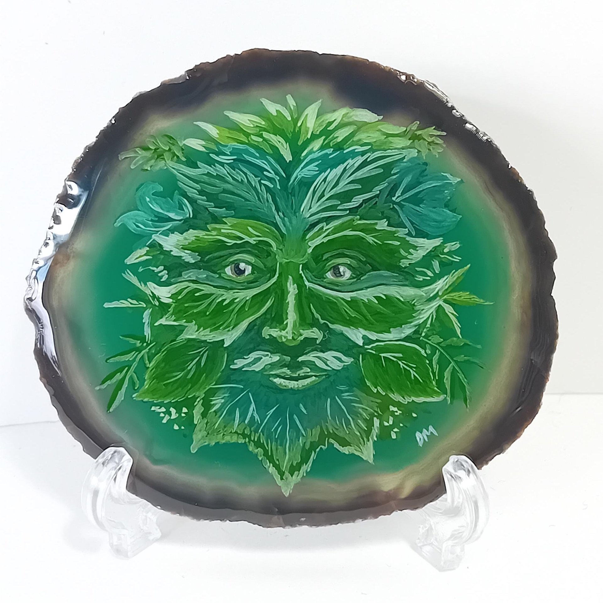 Green Man Painting on Agate