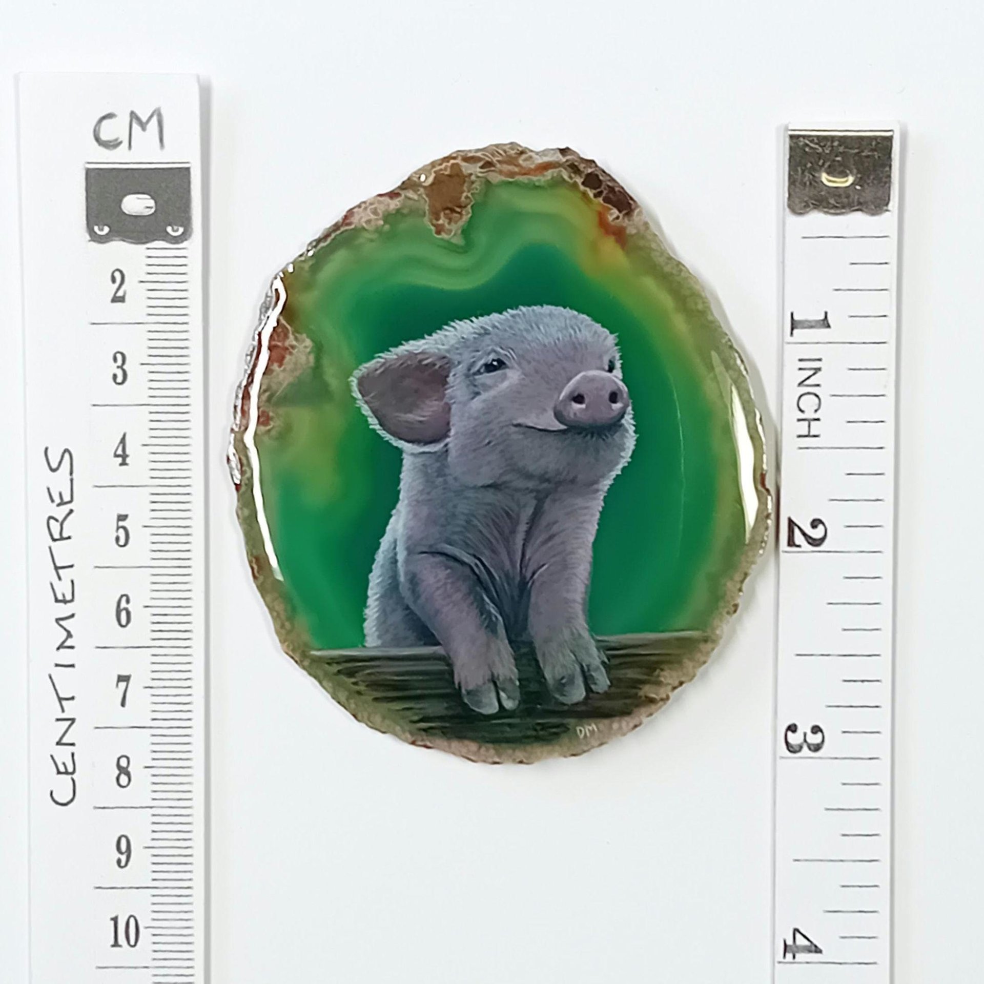 Piglet Hand Painted on to Agate