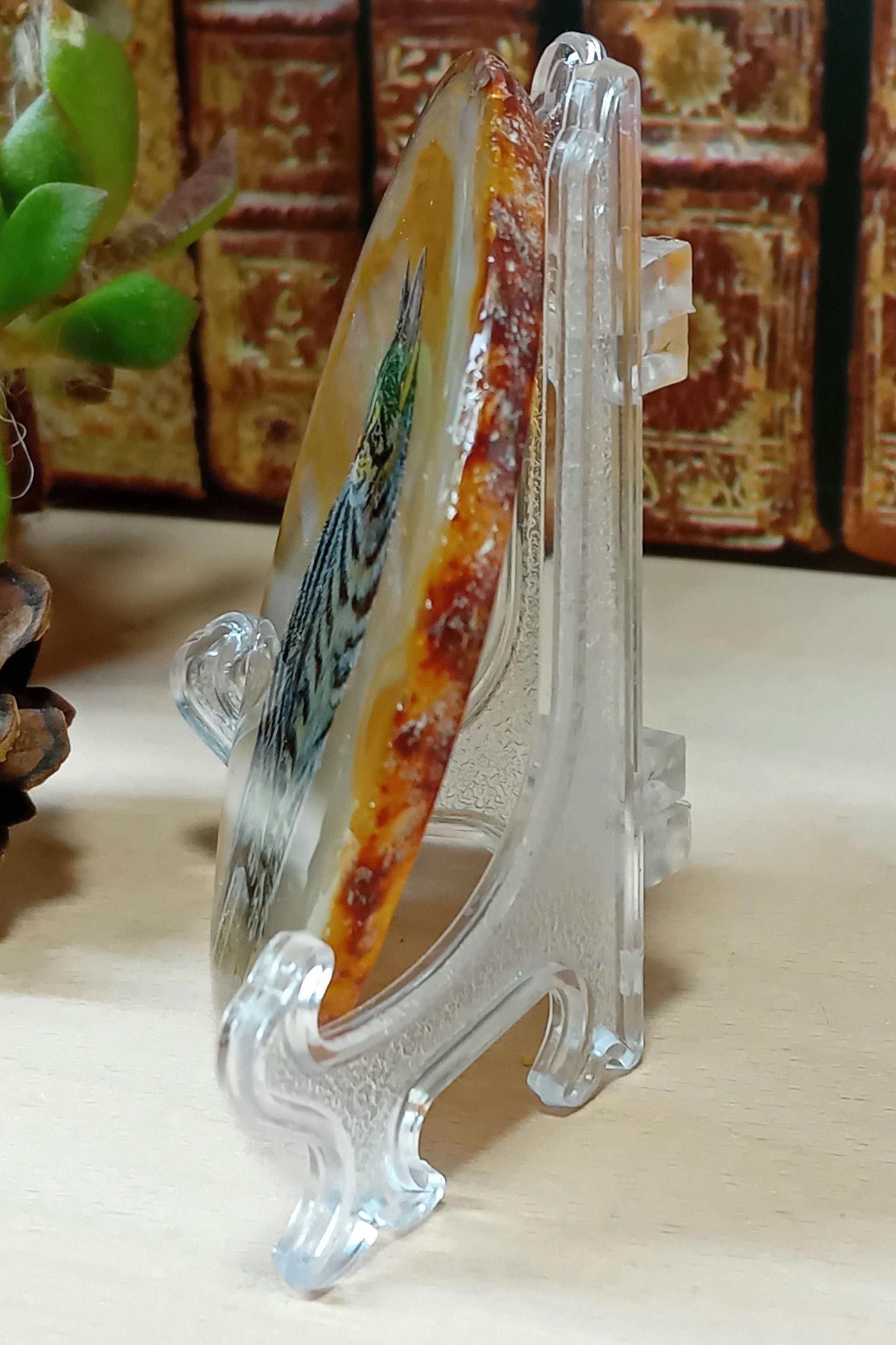 Tabby Cat Painting on Agate