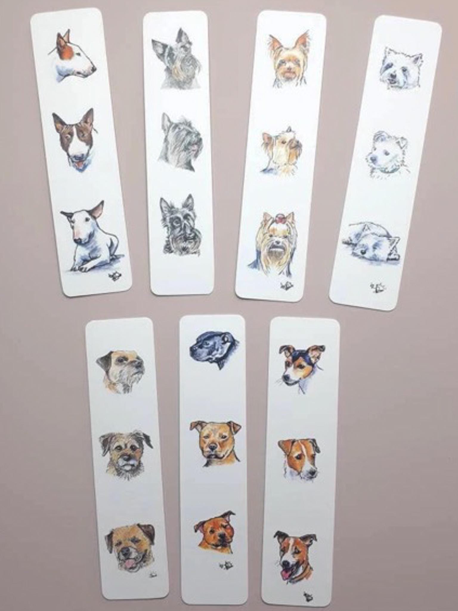 Terrier Bookmark, Staffie Bull Terrier, Westie, English Bull Terrier, Scottish Terrier, Jack Russell, Yorkshire Terrier, Border Terrier