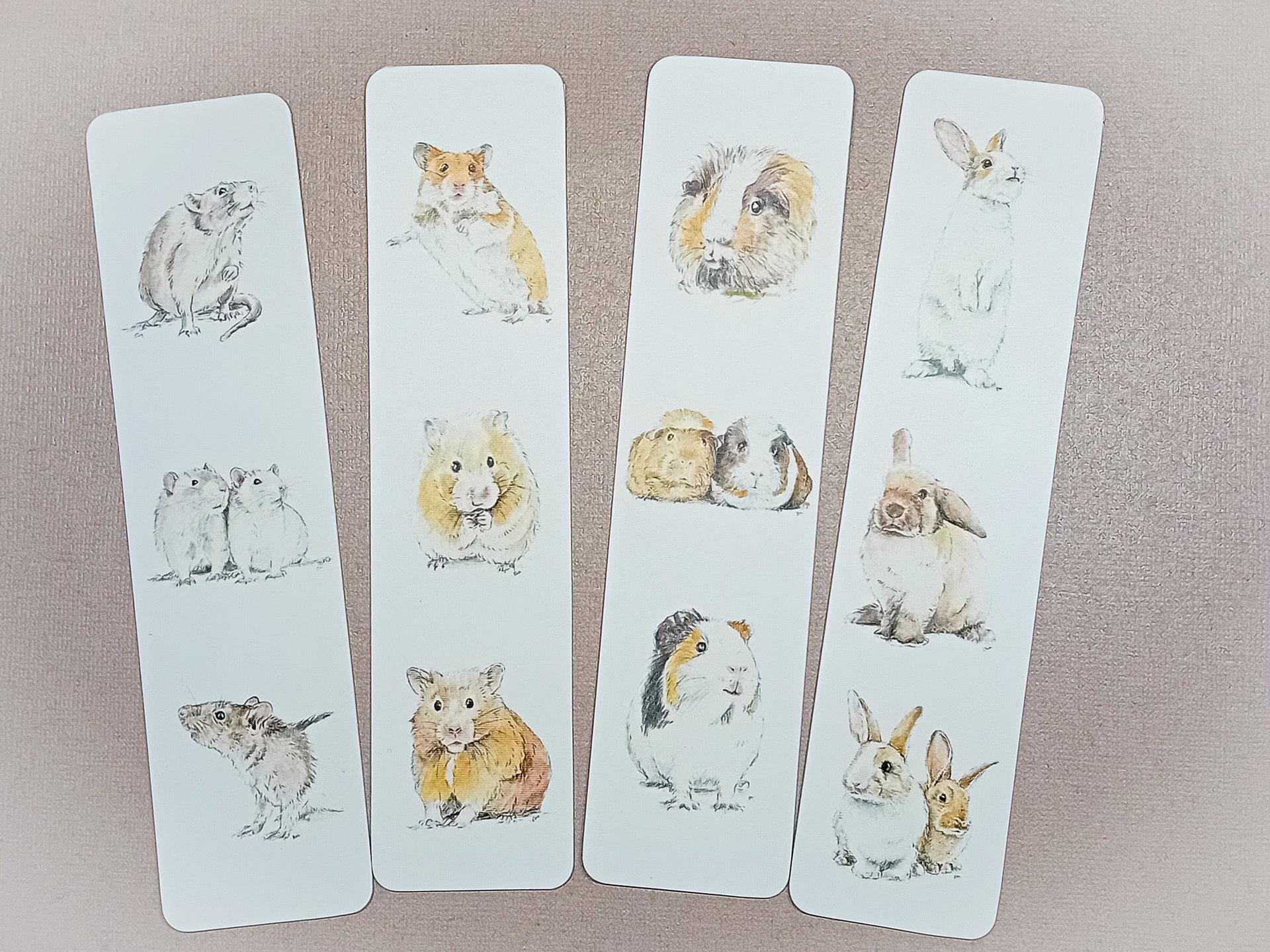 Little Pet Animal Bookmarks, Hamster Bookmark, Rabbit Bookmark, Rat Bookmark, Guinea Pig Bookmark, Pet Bookmark