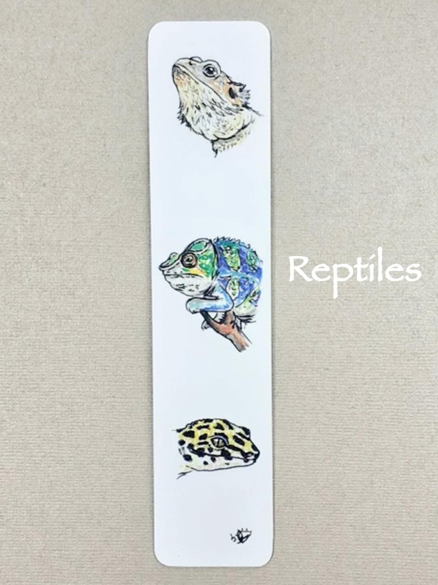 Animals Bookmark, Reptiles, Chameleon, Bearded Dragon, Leopard Gecko, Frogs, Fish, Dinosaurs Bookmark