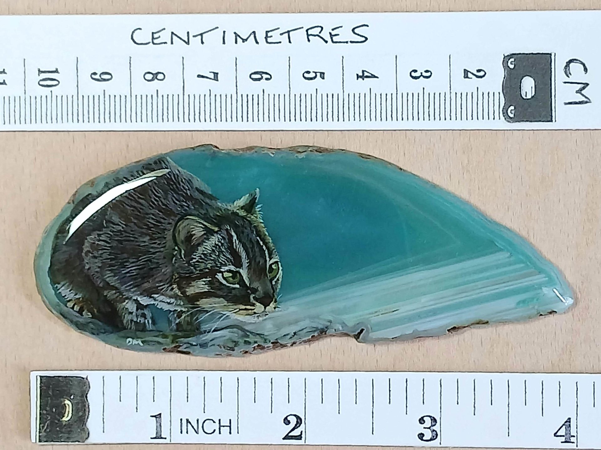 Rusty Spotted Cat Painting on Agate