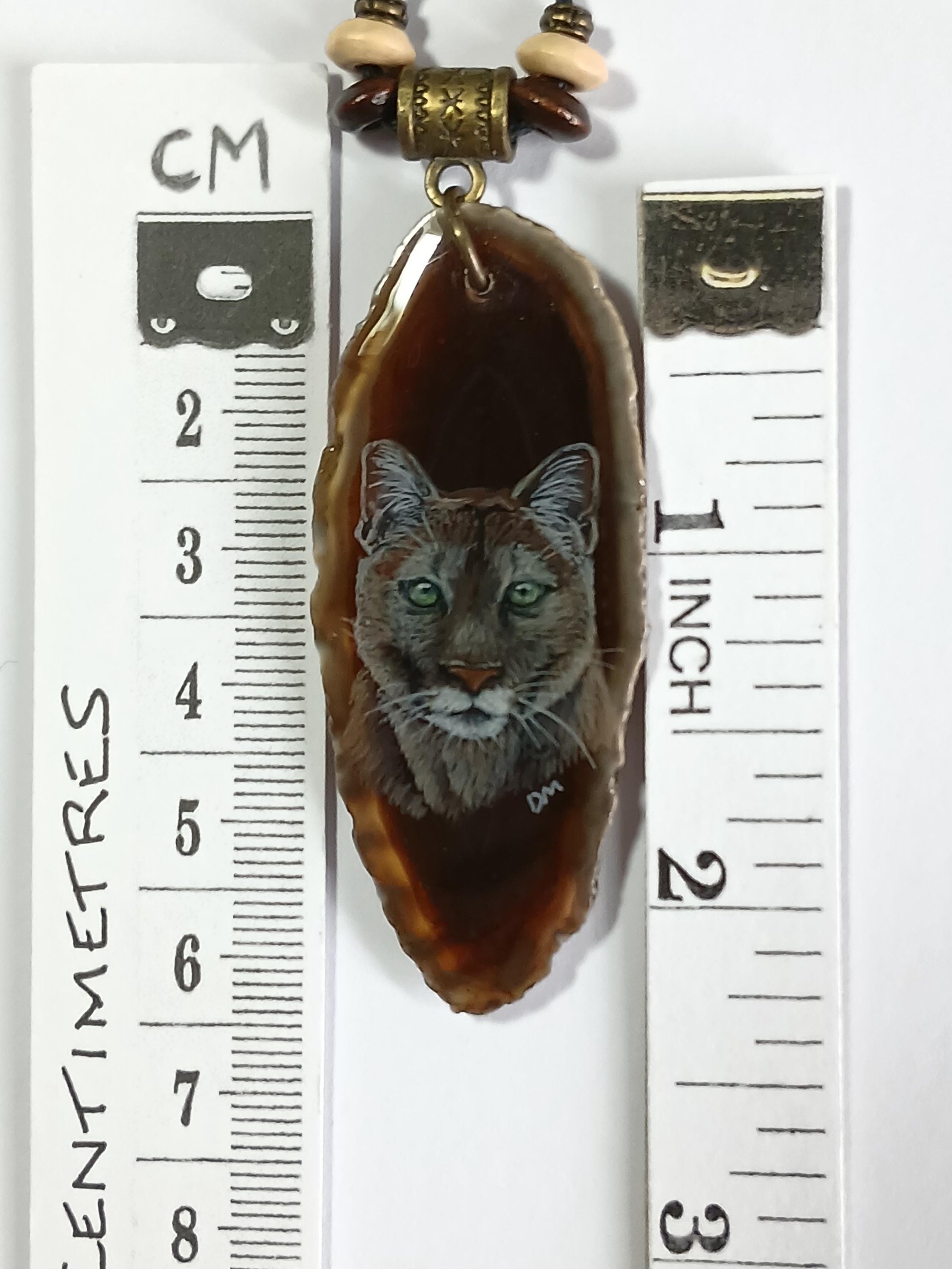 Puma Hand Painted Agate Pendant