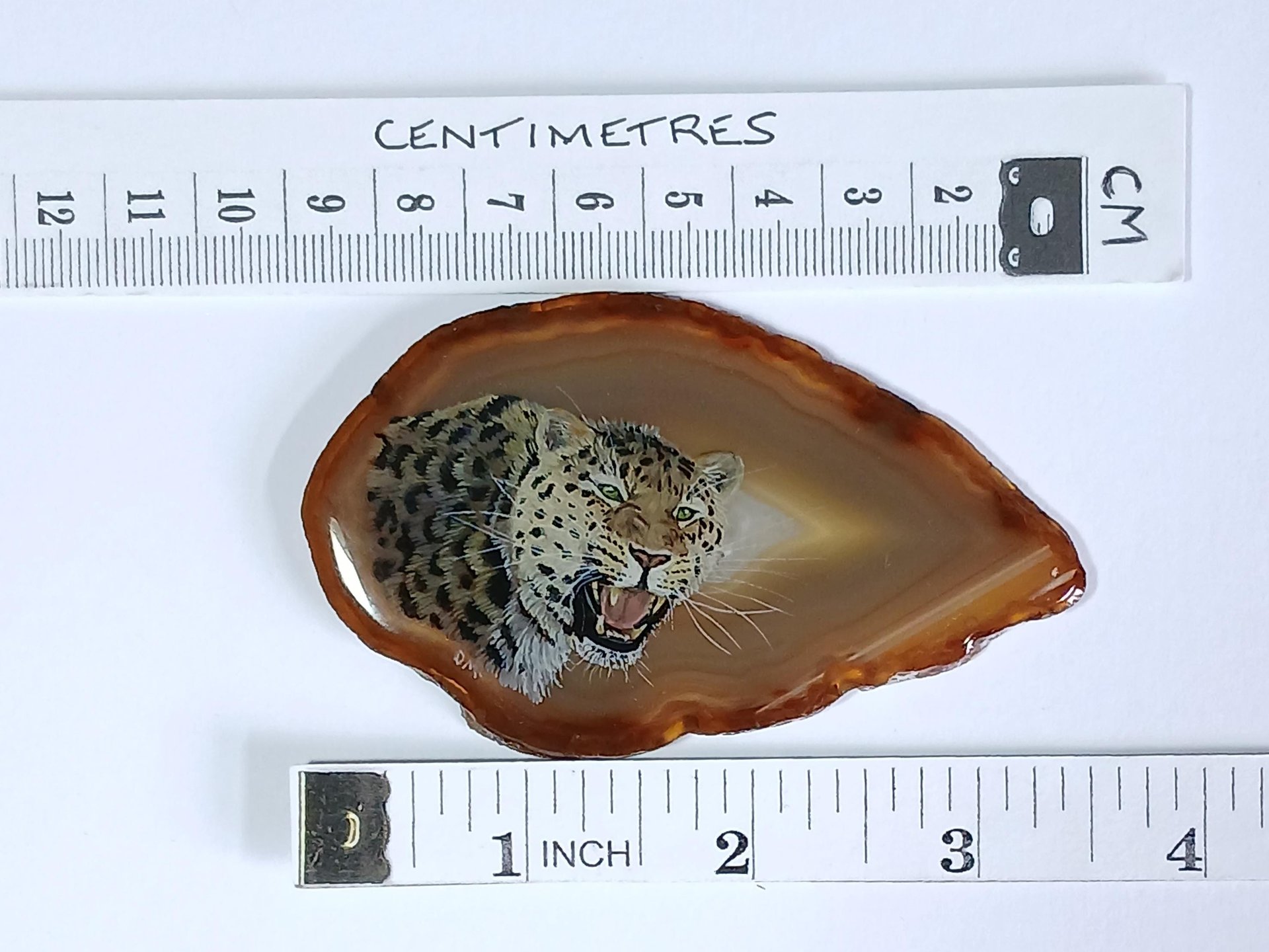 Amur Leopard Painting on Agate
