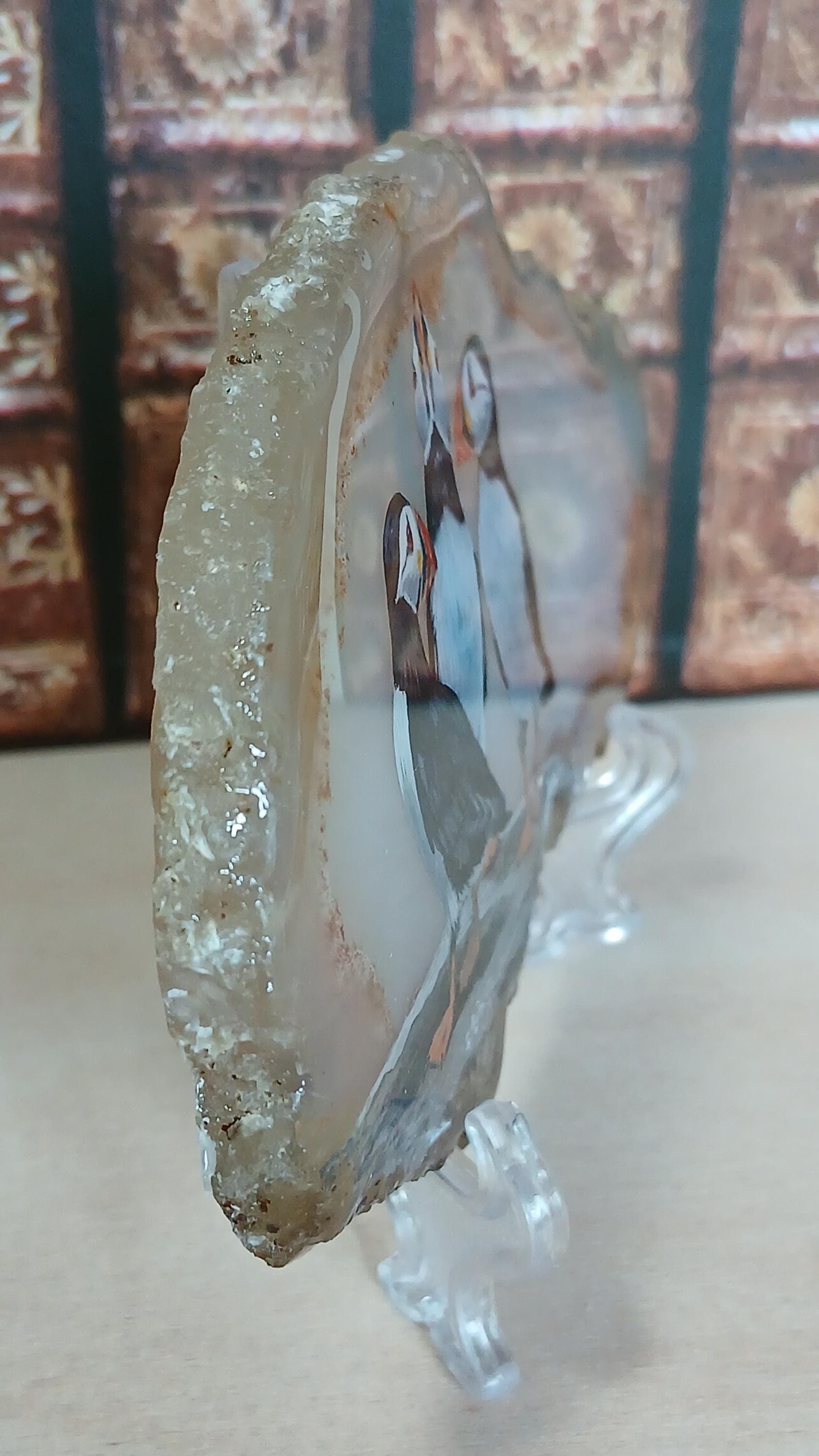 Puffins Painting on Agate
