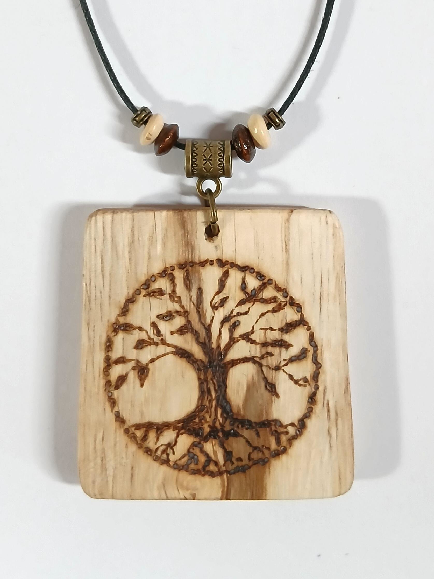 Tree of Life Hand Drawn Oak Wood Pendant, Celtic Tree of Life Pendant