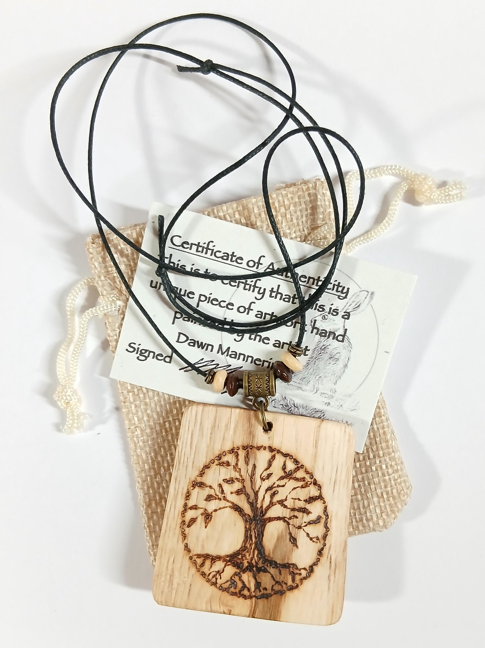 Tree of Life Hand Drawn Oak Wood Pendant, Celtic Tree of Life Pendant
