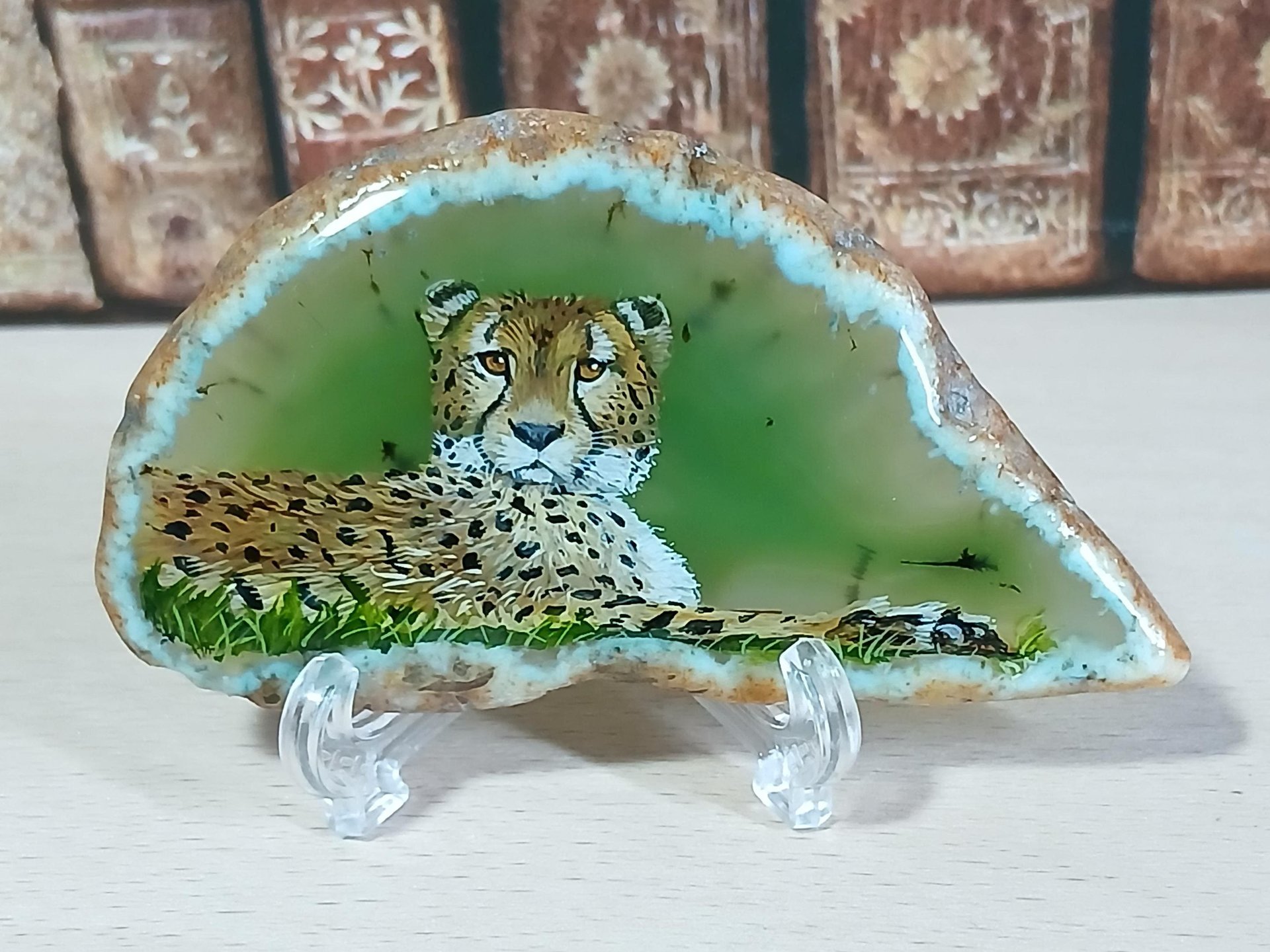 Cheetah Painting on Agate