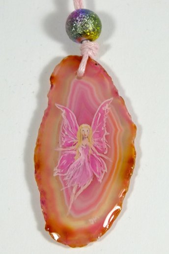 Hand Painted Fairy Agate Pendant