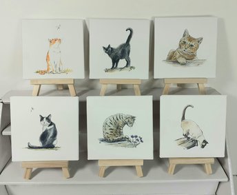 Cat miniature canvas art print