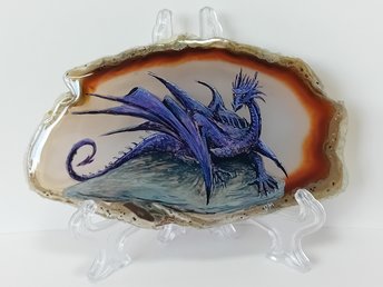 Dragon Hand Painted on to Agate