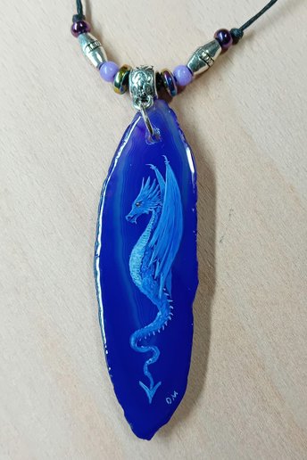 Dragon Hand Painted Agate Pendant