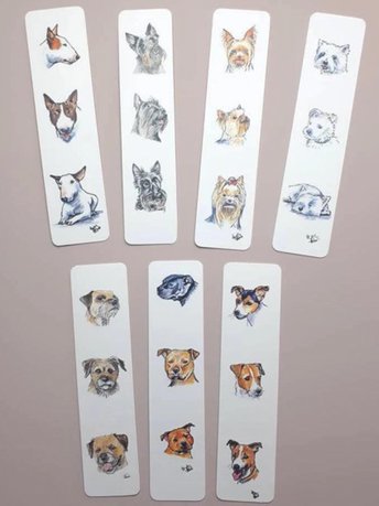 Terrier Bookmark, Staffie Bull Terrier, Westie, English Bull Terrier, Scottish Terrier, Jack Russell, Yorkshire Terrier, Border Terrier
