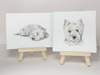 West Highland terrier print on mini canvas
